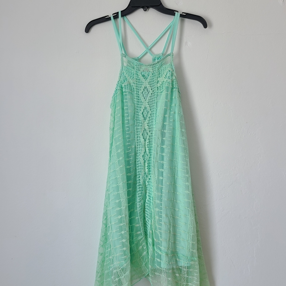 Pinky asymmetrical mint green mini dress